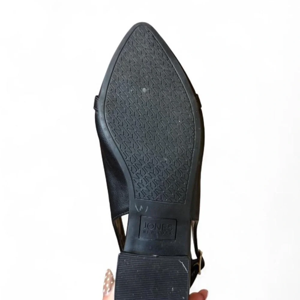 Jones New York Black Pointed Toe Slingback Flats